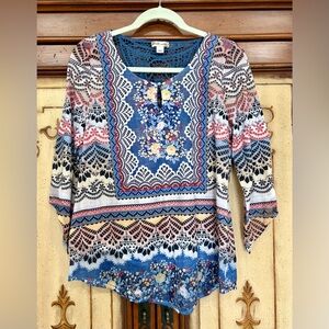 World Unit Floral Lace Detail Bohemian Scarf Style Women's Blouse